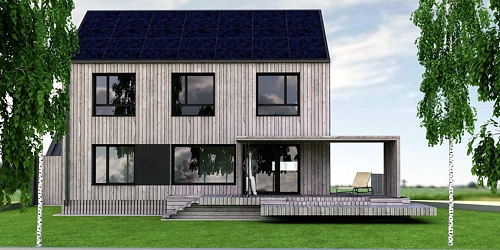 dom jednorodzinny piętrowy szkieletowy drewniany - wielkopolskie